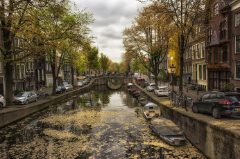 обоя canal in amsterdam, города, амстердам , нидерланды, простор