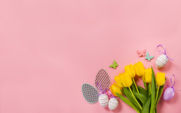 Картинка праздничные пасха декор flowers celebration тюльпаны pink easter holiday flower