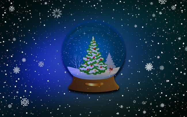 Обои картинки фото праздничные, векторная графика , новый год, зима, рождество, стеклянный, шар, снег, Ёлка, фон, новый, год, настроение, праздник, елка, синий, минимализм