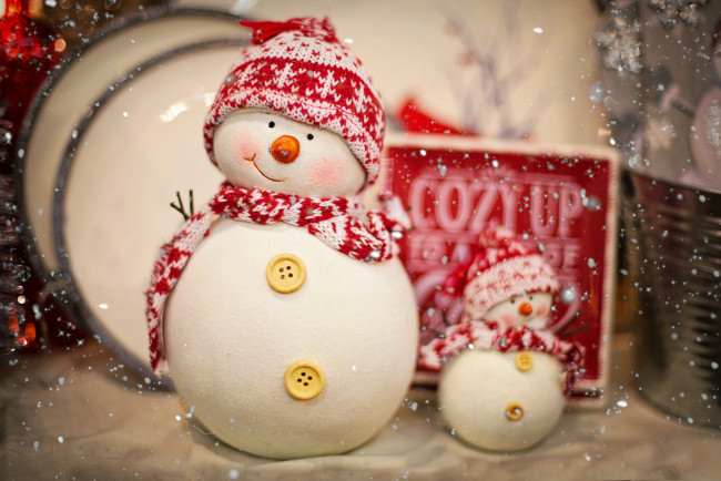 Обои картинки фото праздничные, снеговики, christmas