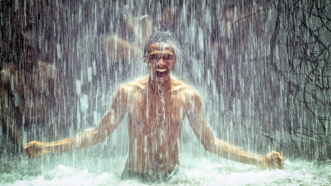 Обои картинки фото мужчины, - unsort, радость, вода, дождь
