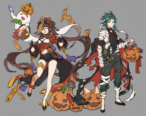 Картинка аниме genshin+impact персонажи тыквы хэллоуин