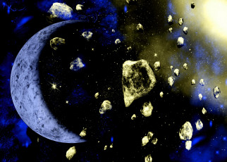 Картинка космос арт звезды небо планета метеориты