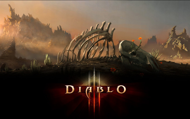 Обои картинки фото видео, игры, diablo, iii, череп, горы