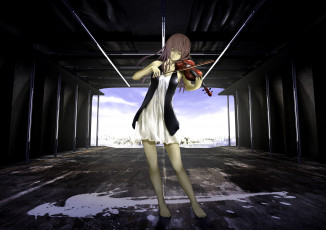 Картинка by loundraw аниме headphones instrumental музыка скрипка волосы девушка
