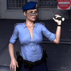 Картинка 3д+графика people+ люди полицейский девушка фонарик