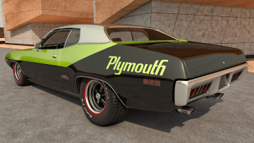 Картинка автомобили 3д 1971 plymouth gtx зеленый