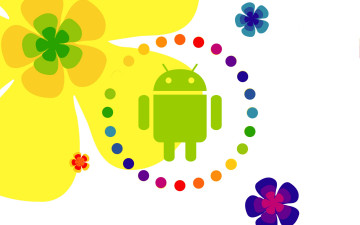 обоя компьютеры, android, цветы, фон, логотип