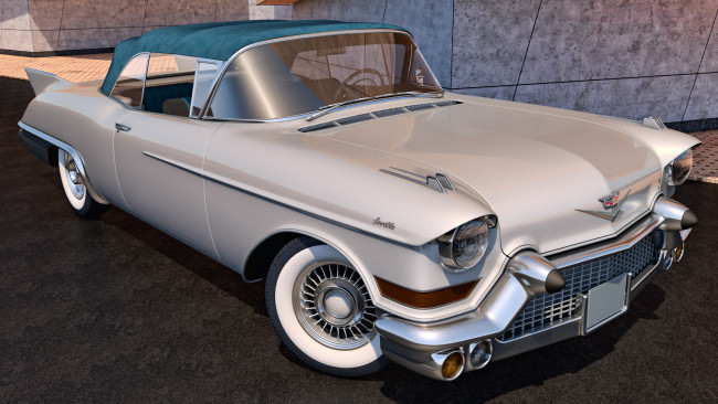 Обои картинки фото автомобили, 3д, 1957, cadillac, eldorado, biarritz, светлый
