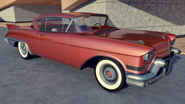 Обои картинки фото автомобили, 3д, 1957, cadillac, eldorado, biarritz, красный