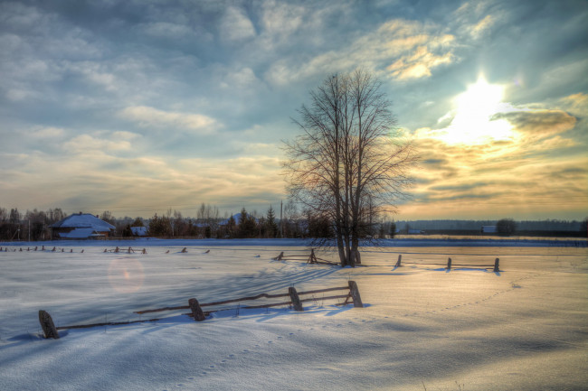 Обои картинки фото природа, зима, hdr, россия, снег, закат
