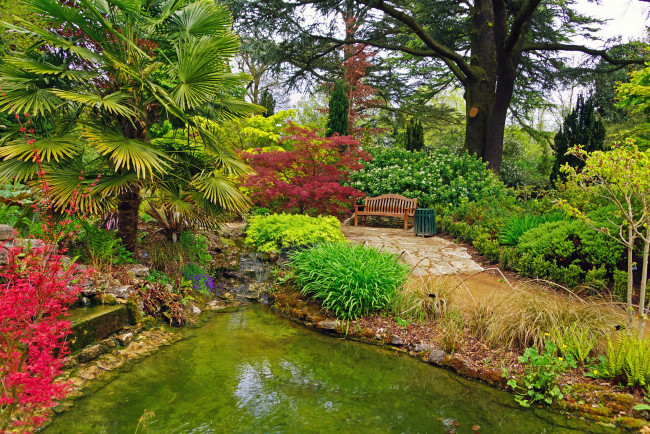 Обои картинки фото англия  gardens blenheim palace, природа, парк, деревья, англия, кусты, пруд, сад