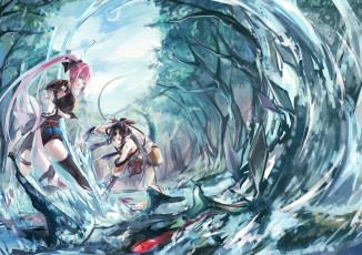 Картинка аниме pixiv+fantasia арт nakadai chiaki лес вода девушки pixiv fantasia существо деревья
