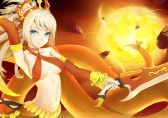 Картинка аниме оружие +техника +технологии threeplus солнце змея девушка арт