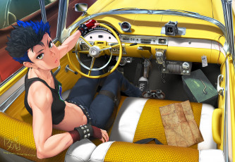 Картинка аниме оружие +техника +технологии feguimel арт девушка мускулы машина приборы автомобиль