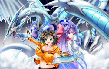 Картинка аниме yuu+gi+ou yu-gi-oh stardust dragon арт девушки карты драконы