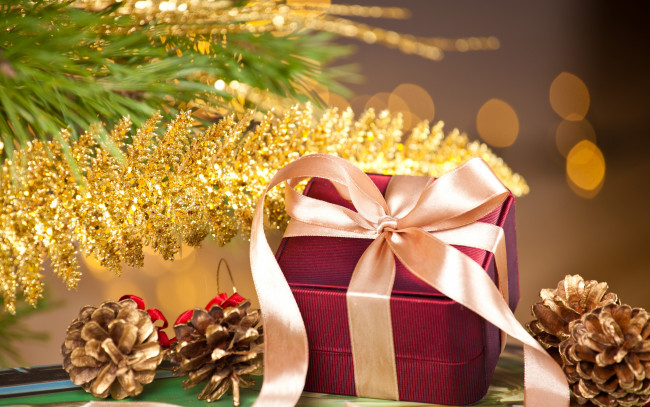 Обои картинки фото праздничные, подарки и коробочки, новый, год, рождество, коробка, лента, подарок, merry, christmas