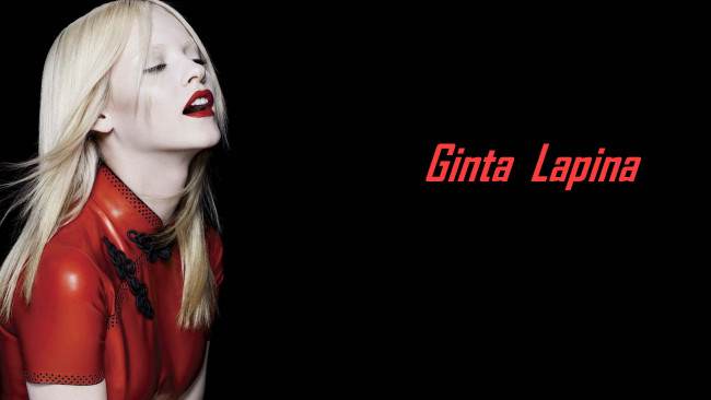 Обои картинки фото девушки, ginta lapina, черный, фон, гинта, лапина, модель, блондинка