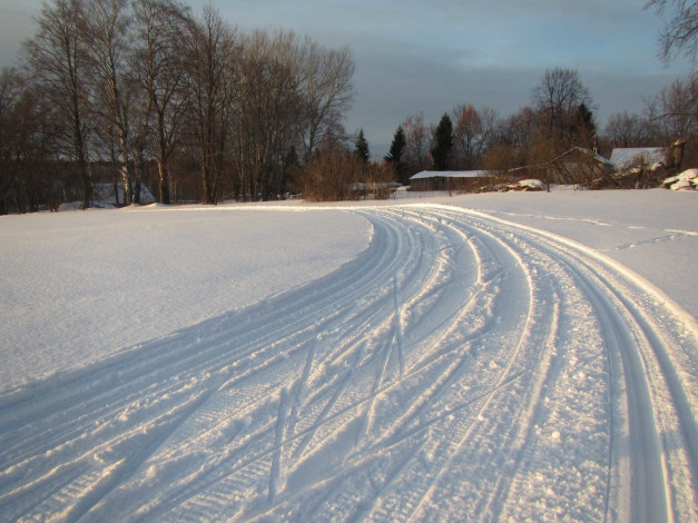 Обои картинки фото природа, дороги, деревья, снег