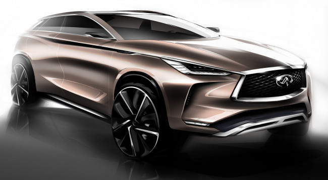 Обои картинки фото infiniti qx50 concept 2017, автомобили, 3д, 2017, qx50, infiniti, concept