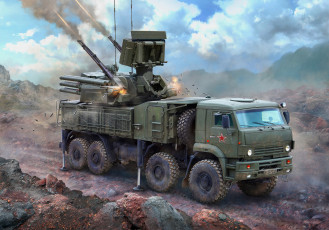 Картинка рисованное армия автор ракетный комплекс панцирь камаз