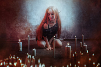 Картинка девушки kirdjava эльфийка белье свечи