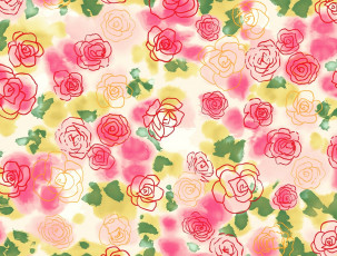 Картинка рисованное цветы розы орнамент
