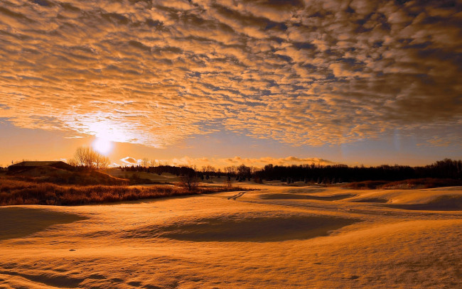 Обои картинки фото природа, восходы, закаты, небо, тучи, снег, закат