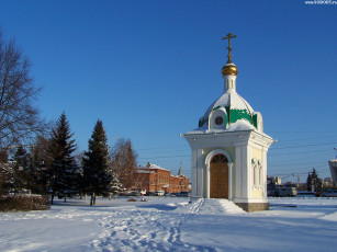 Картинка омск зима Часовня на месте ильинской церкви города православные монастыри
