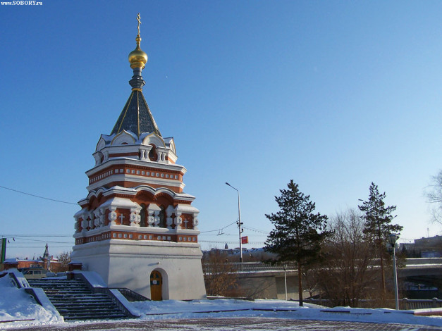 Обои картинки фото омск, зима, серафимо, алекиевская, часовня, города, православные, церкви, монастыри