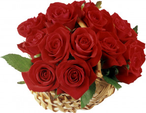 Картинка цветы розы корзинка красный