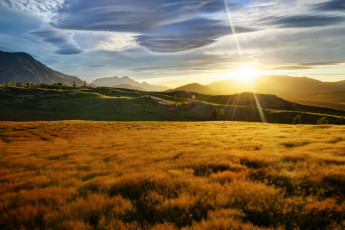 Картинка new zealand природа восходы закаты новая зеландия горы луг восход