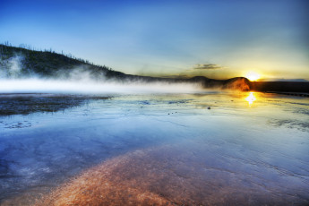 Картинка yellowstone national park природа восходы закаты восход река
