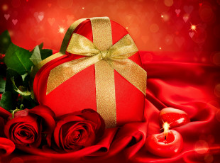 обоя праздничные, день святого валентина,  сердечки,  любовь, сердце, свеча, цветы, розы, подарок, коробка, день, святого, валентина, конфеты