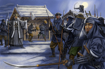 Картинка фэнтези люди воины средневековье военачальник солдаты оружие япония