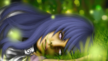 Картинка аниме naruto девушка hinata трава hyuuga