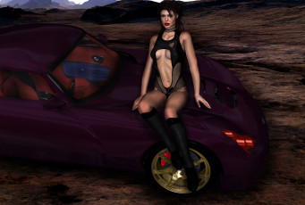 Картинка автомобили 3d+car&girl фон автомобиль взгляд девушка