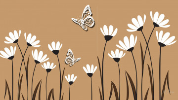 Картинка векторная+графика цветы+ flowers фон цветы бабочка