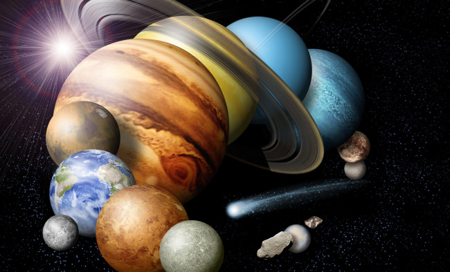 Обои картинки фото solar system simulation, космос, арт, планеты
