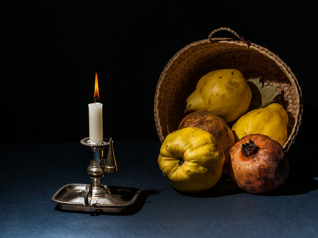Обои картинки фото еда, натюрморт, плоды, свеча