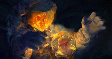 Картинка фэнтези нежить череп космонавт снеговик игрушка