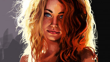 Картинка рисованное люди redhead girl портрет красавица рыжеволосая