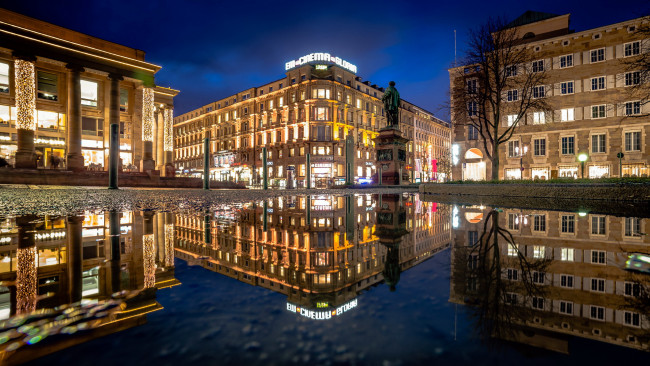 Обои картинки фото stuttgart, germany, города, - огни ночного города