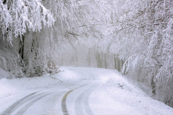 Картинка природа дороги зима снег