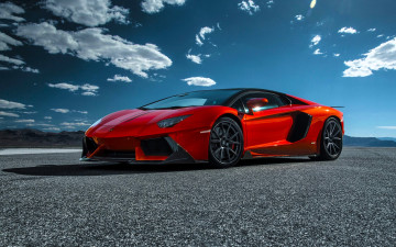 Картинка lamborghini+aventador автомобили lamborghini красный площадка небо облака