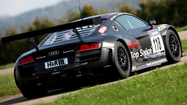 Обои картинки фото audi r8 lms cup, спорт, автоспорт, брюнетка, дорога, трава
