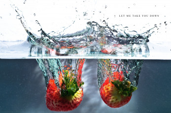 Картинка еда клубника земляника макро ягоды вода брызги