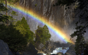 Картинка природа радуга река камни