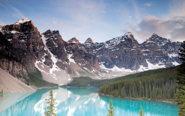 Обои картинки фото природа, реки, озера, озеро, горы, снег, лес, деревья