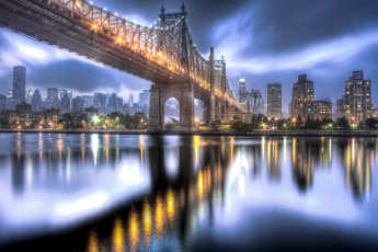 Картинка new york city города нью йорк сша queensboro bridge east river manhattan nyc мост куинсборо манхэттен ночной город